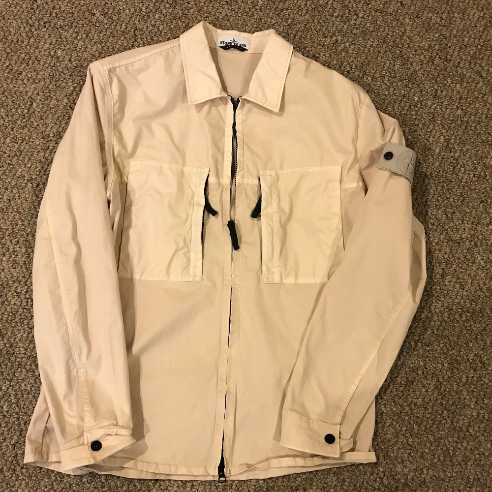 Stone Island Shirt Jacket, size large, color is Bone.Like new